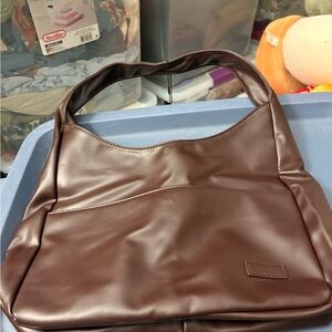 Oomay Brown Faux Leather Shoulder Bag